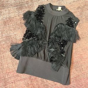 sequin fringe top party flapper glamour vest